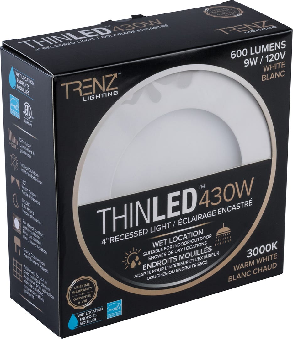 Thinled Dimmable Indoor & Outdoor Recessed Light 9 W, Warm White