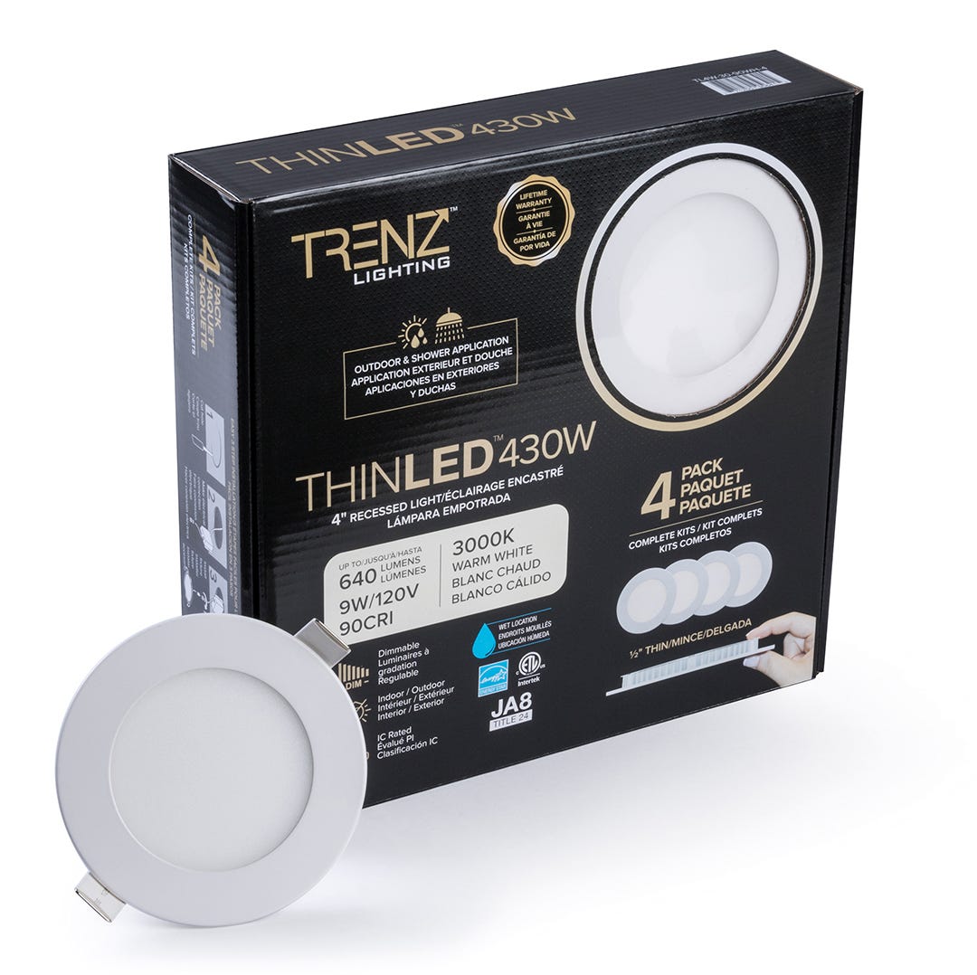 THINLED indoor and outdoor recessed, 4/Pack, warm white