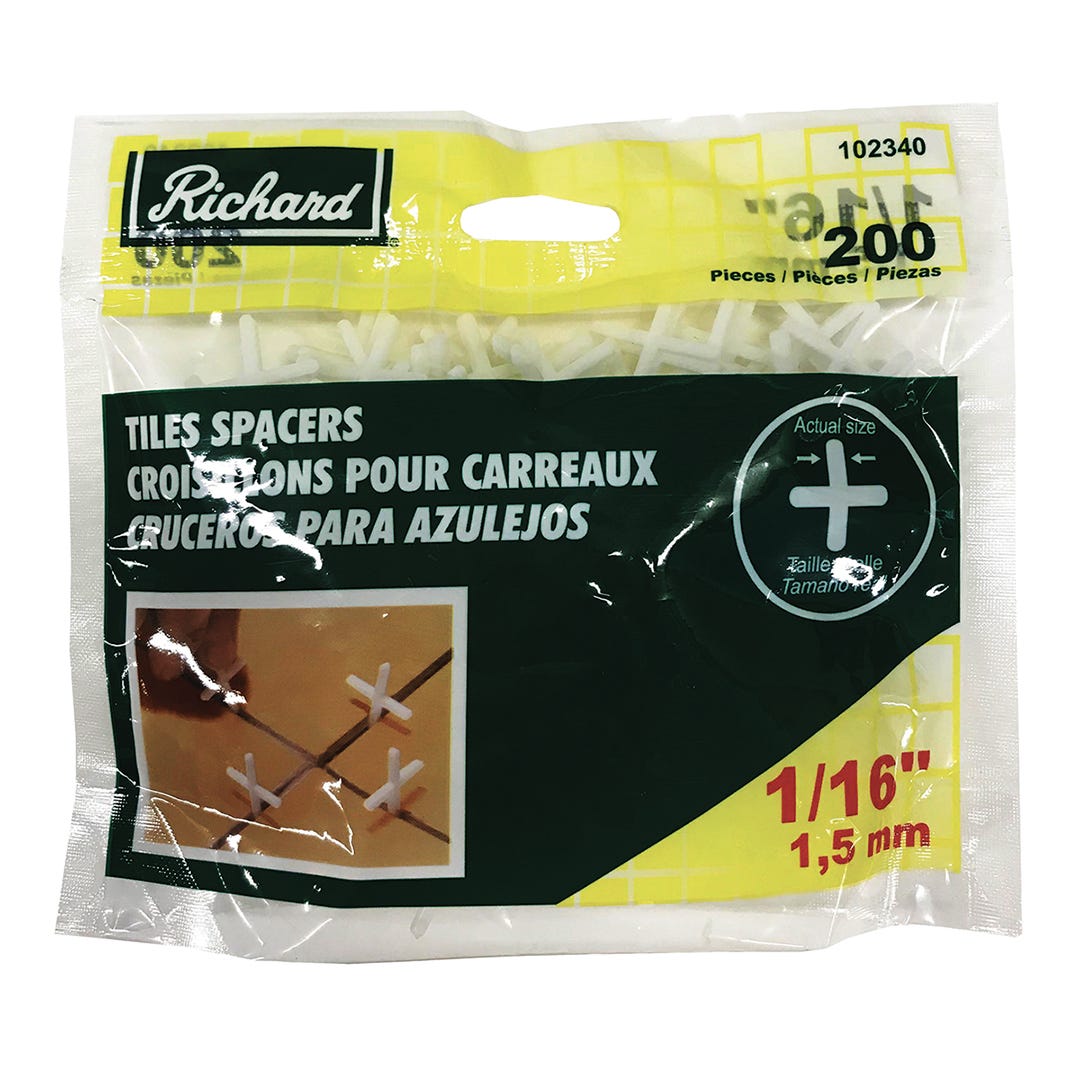 Plastic Floor Tile Spacers, 1/16 in., 200/Pack
