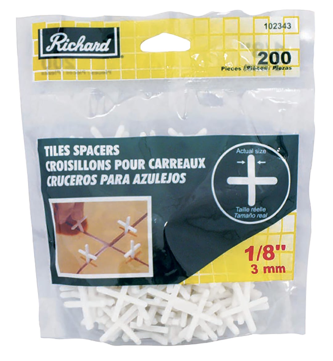 Plastic Floor Tile Spacers, 1/8 in., 200/Pack