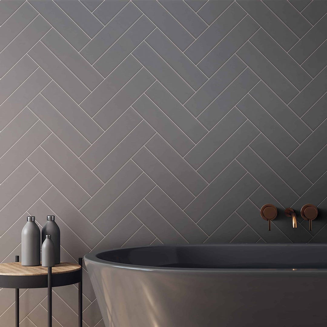 SUBWAY Wall Tile, 4 in. x 16 in., Glossy Carbone