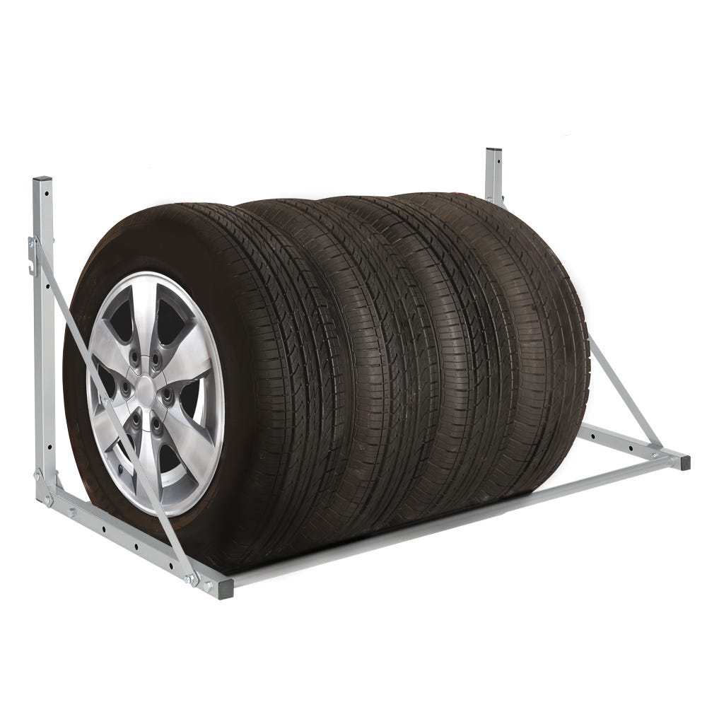 Folding wall-mount tire rack