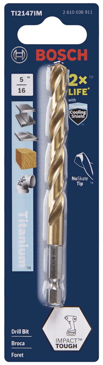 Bosch Impact Tough Titanium Drill Bit, 5/16-in