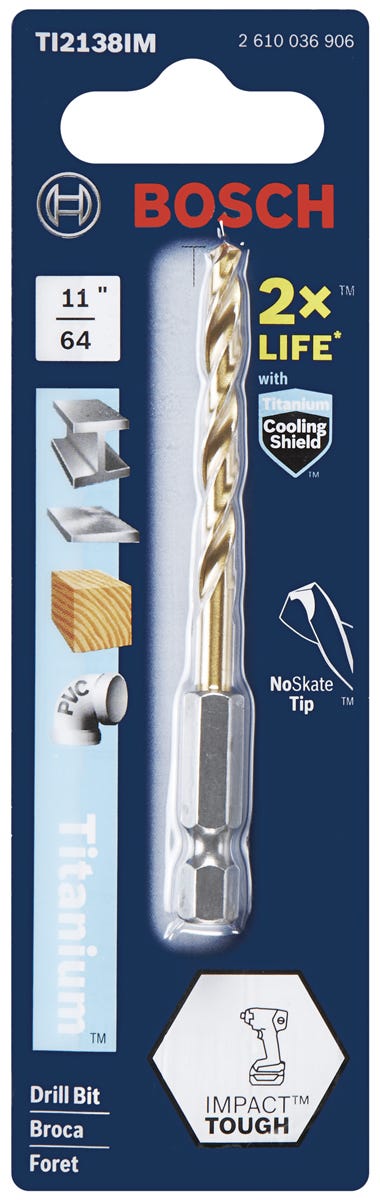 Titanuium Drill Bit, 11/64-in.