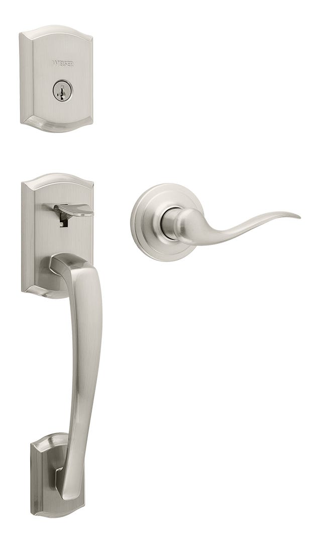Toluca Prescott Entry Handleset, Satin Nickel