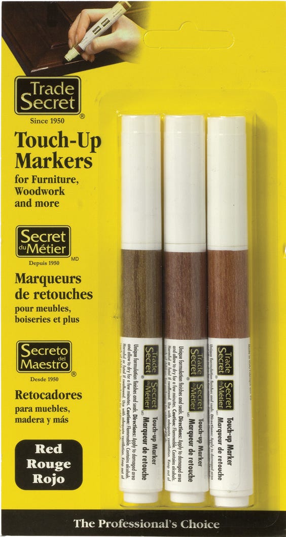 Touch-Up Markers for Wood, Red Tone, 3/ pack