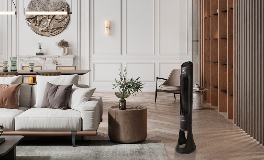 Tower fan with electronic controls