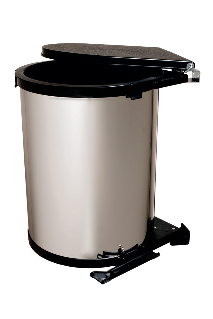 Swivel Garbage Bin, 9.46 L, Chrome & Black