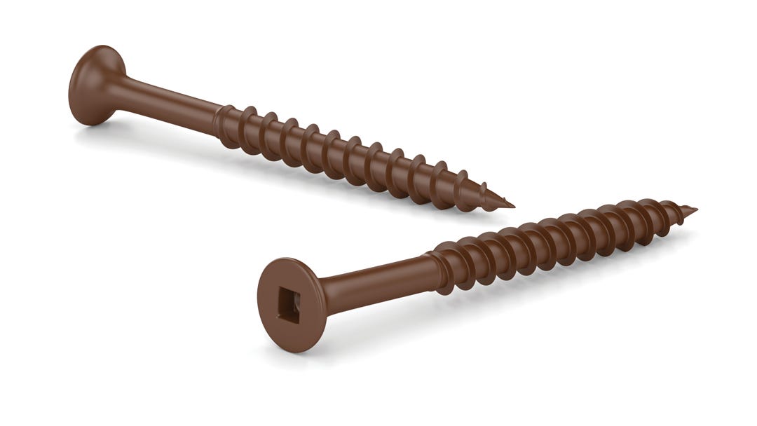 Brown Treated Wood Screw, Bugle Head, Square Drive #10 X 6-in., 15/Pack