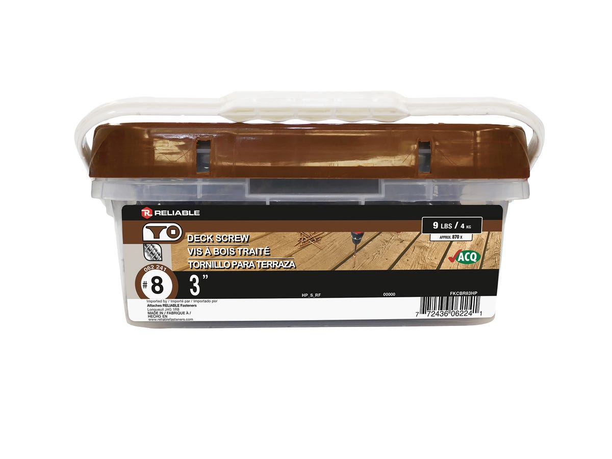 Brown Bugle Head Treated Wood Screw, Square Drive, #8 X 3-in., 850/Pack