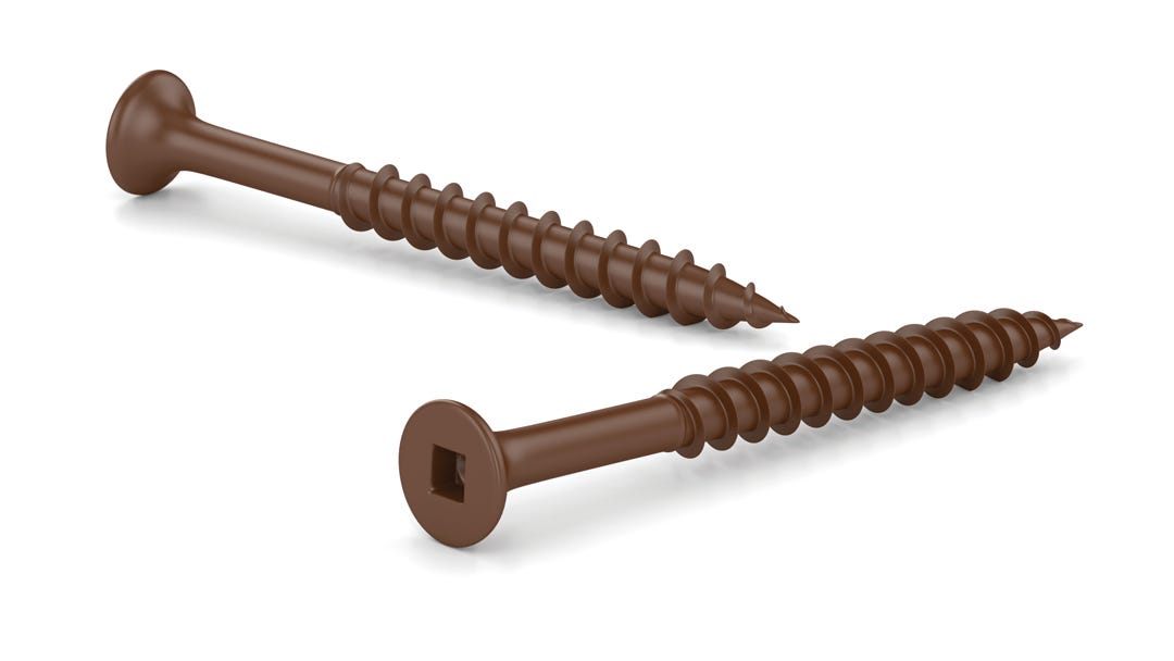 Brown Treated Wood Screw, Bugle Head, Square Drive #8 X 2-in., 16/Pack