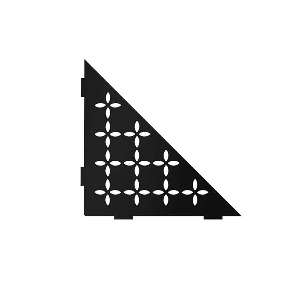 SHELF-E Corner Shelf Designed for Tiled Walls, Floral, Matte Black Mgs