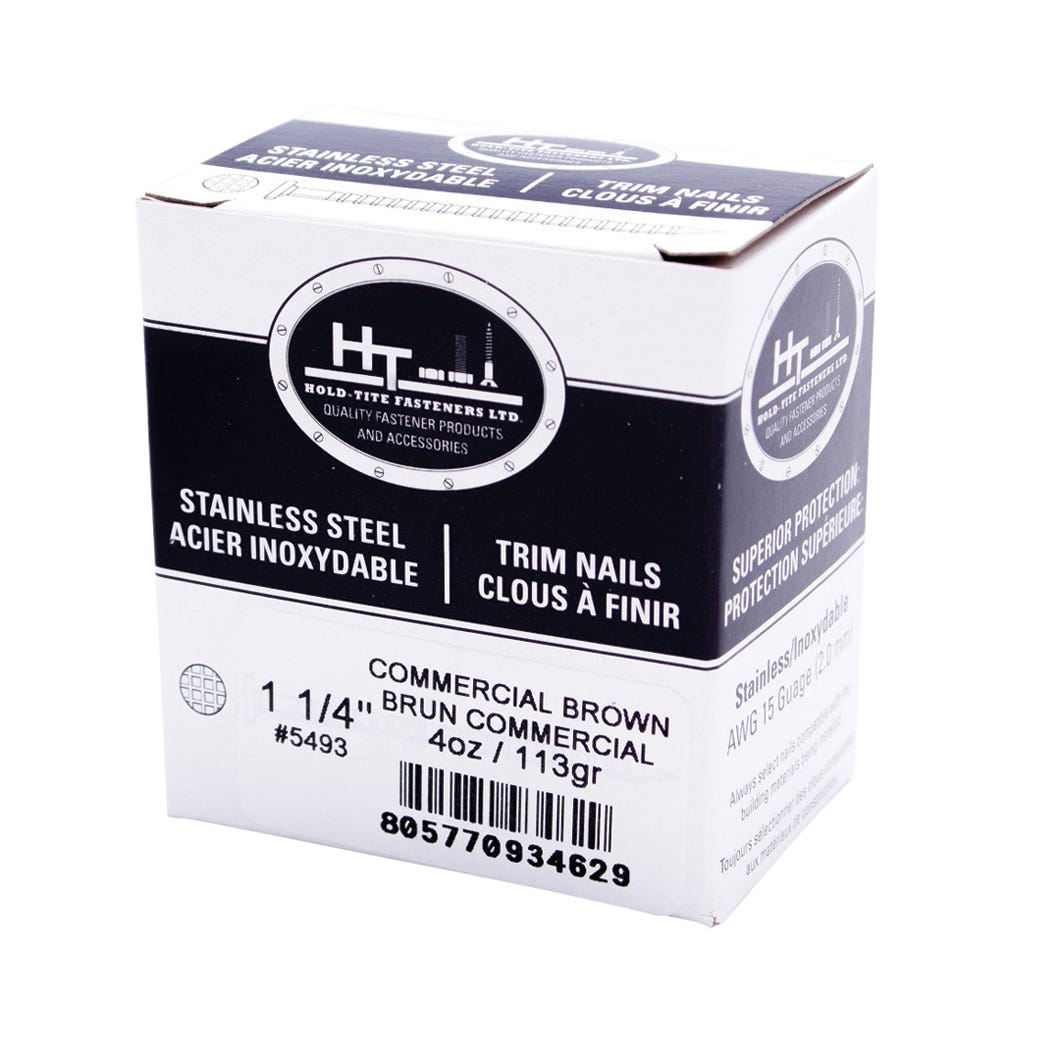 Trim Nails, Stainless Steel, Commercial Brown, 1-1/4 in., 1/4 Lbs/Box