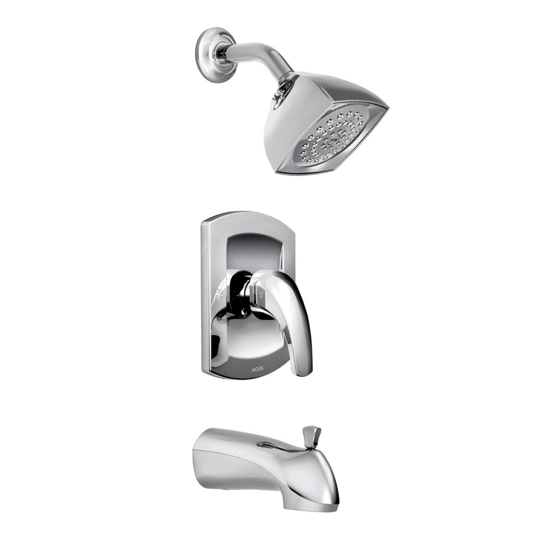 Tub and shower faucet single lever with tub spout