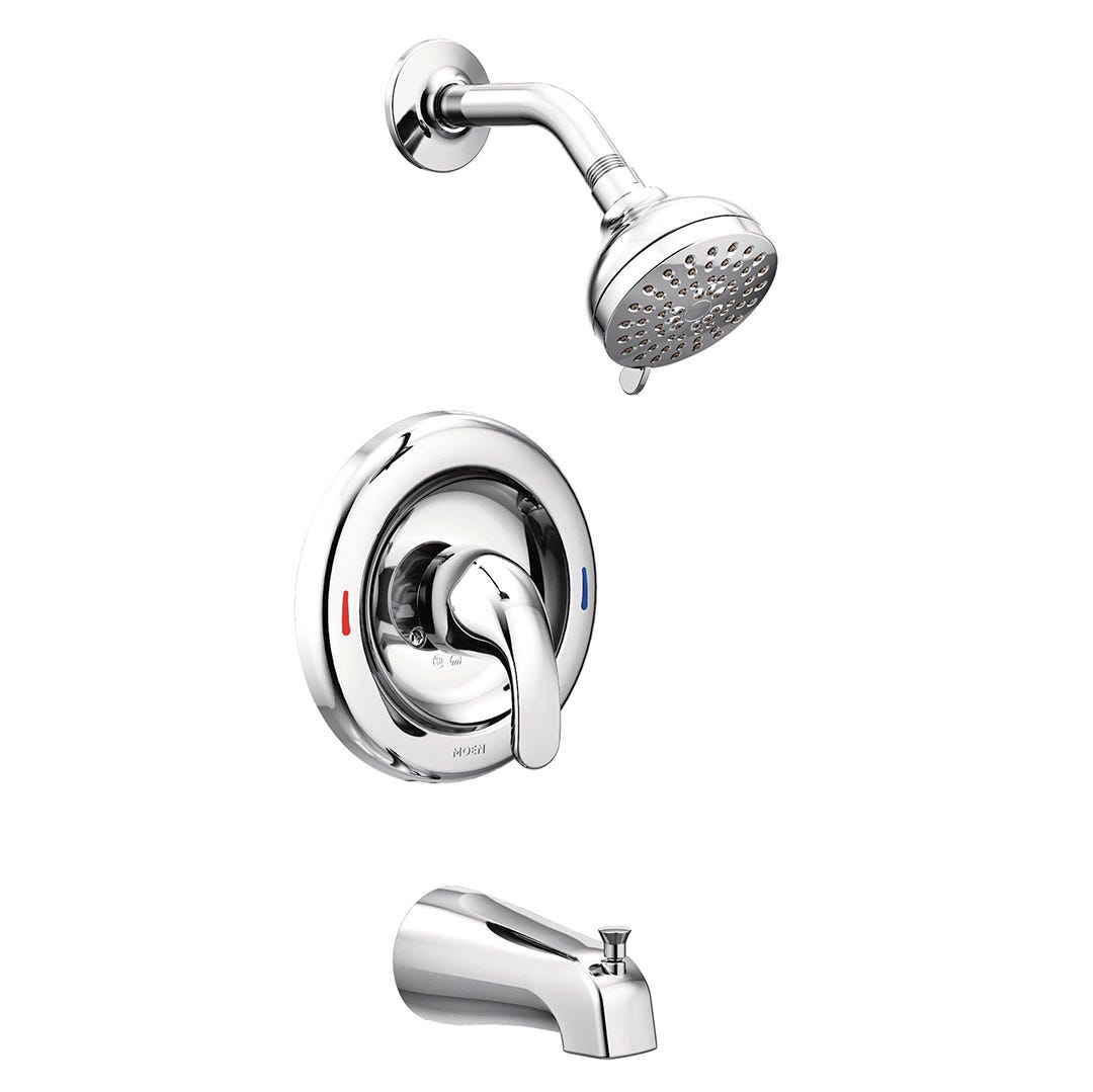 Tub and shower faucet single lever with tub spout