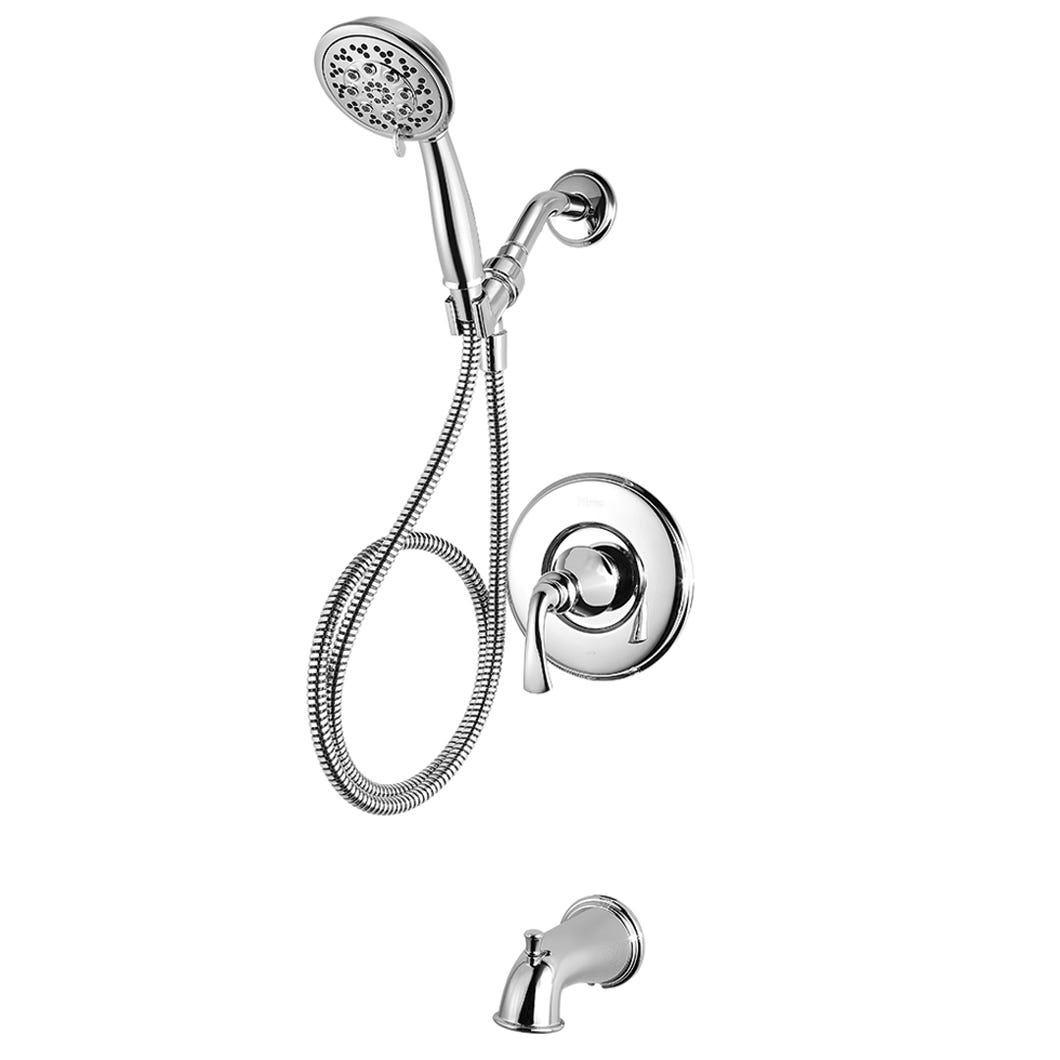 Tub & Shower Faucet with Handshower, Single Lever with Spout