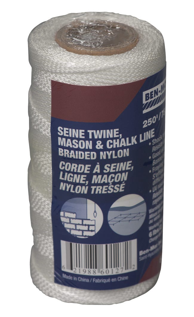 Twine Nylon Braided for Mason, White, #18 X 250-ft.