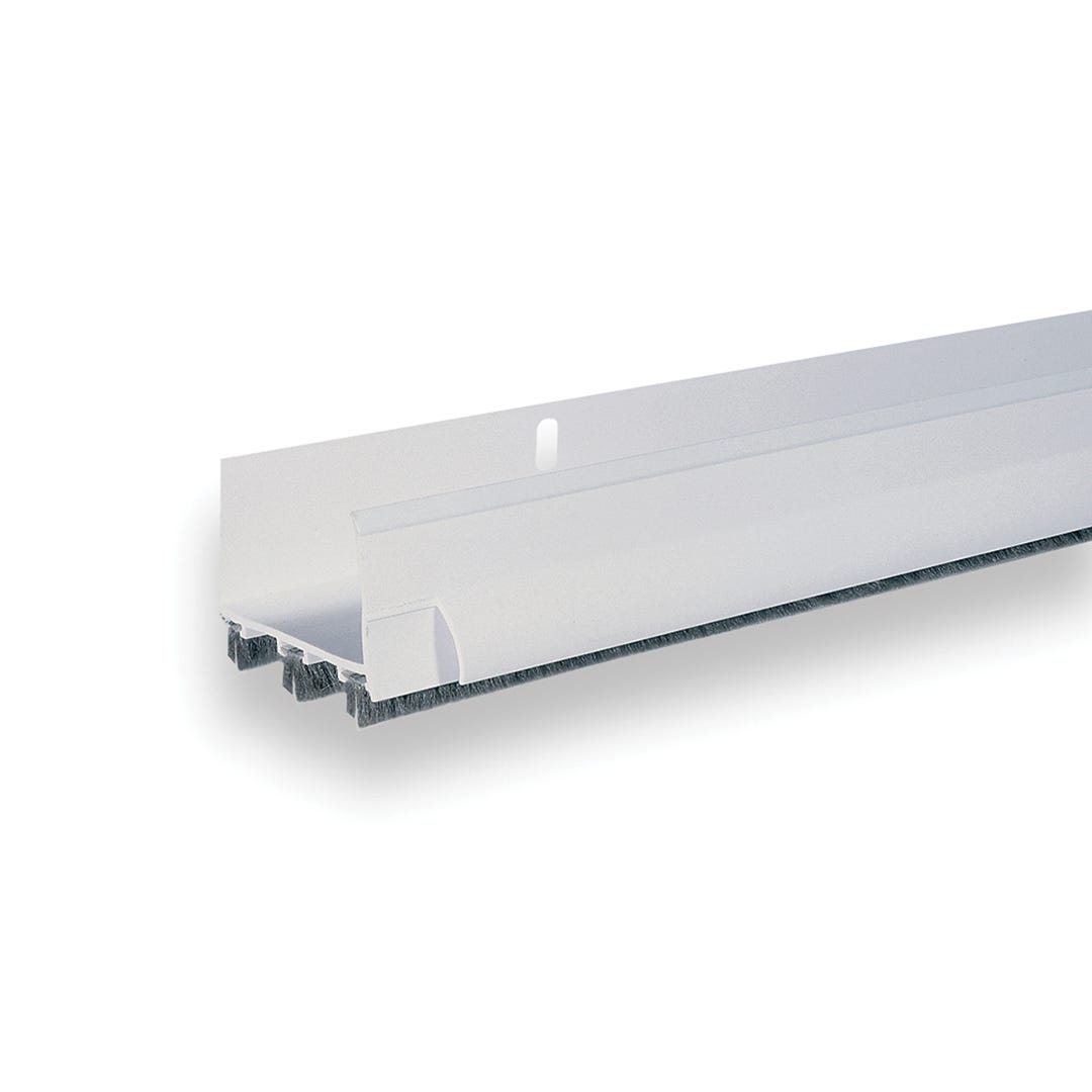 U-Shape White Vinyl Door Bottom with Polypropylene Fiber Fins