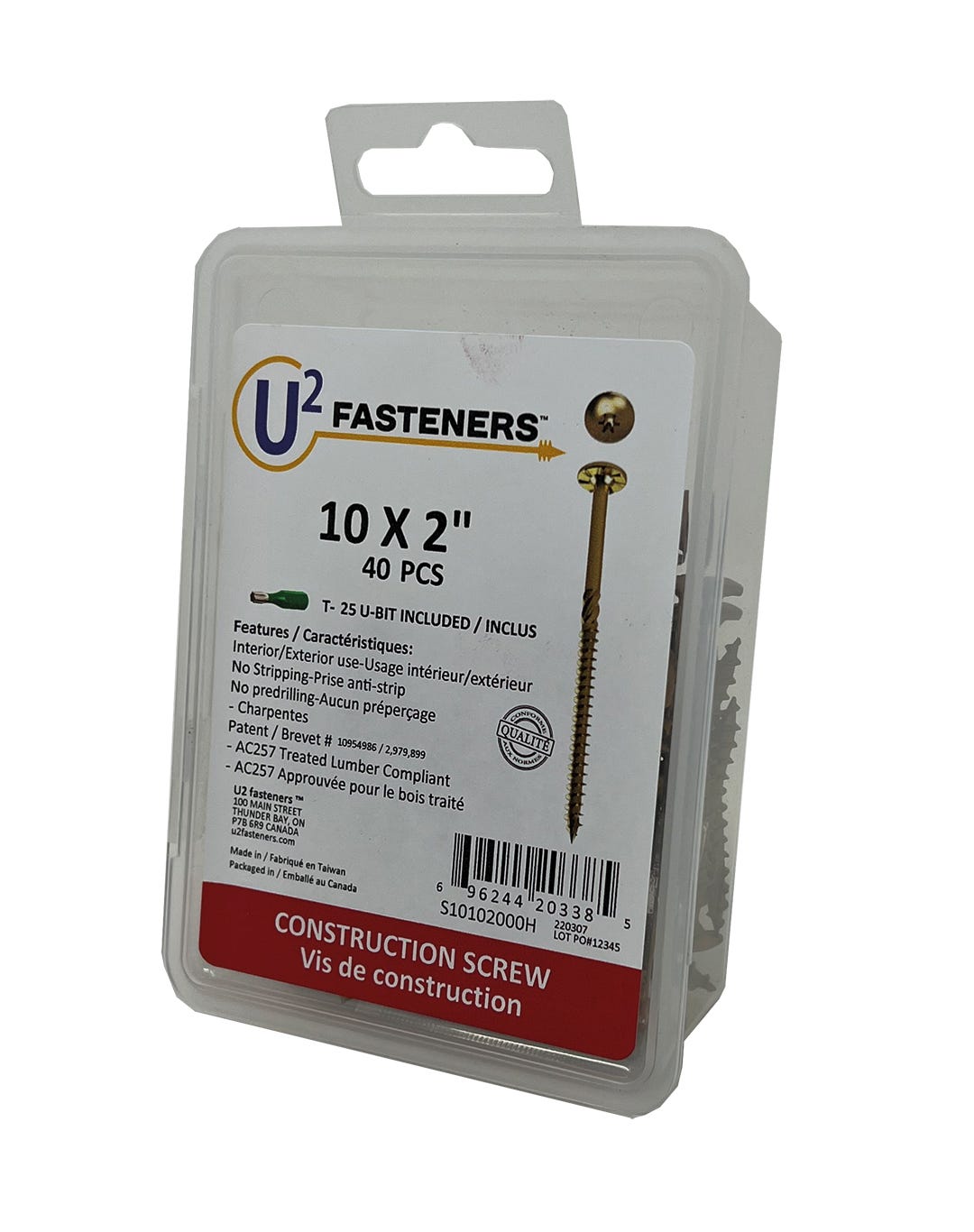 U2 Construction Screw #10, 2 in., 40/Pack