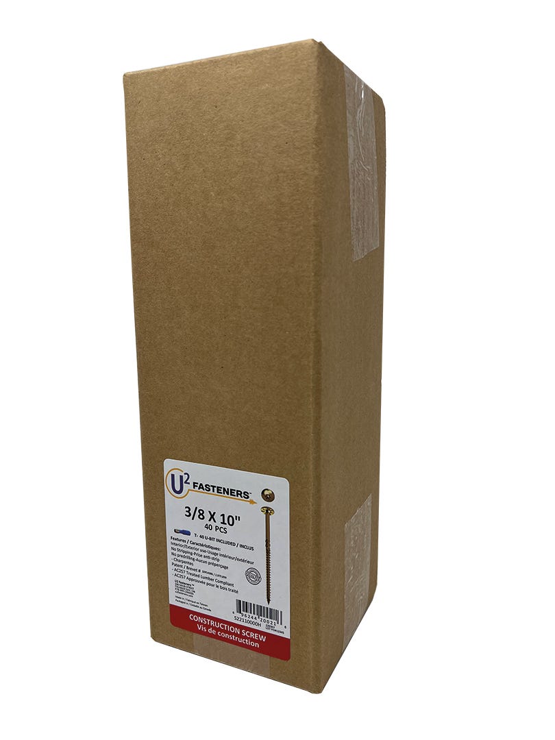U2 Construction Screw #3/8, 10 in., 40/Pack