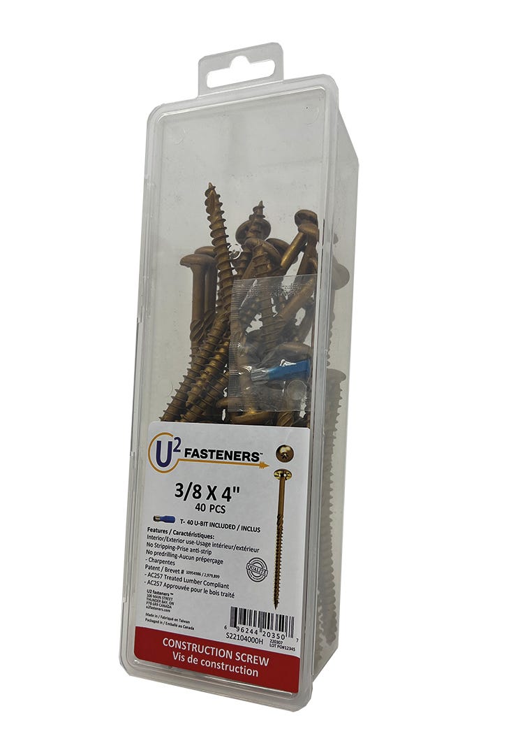 U2 Construction Screw #3/8, 4 in., 40/Pack