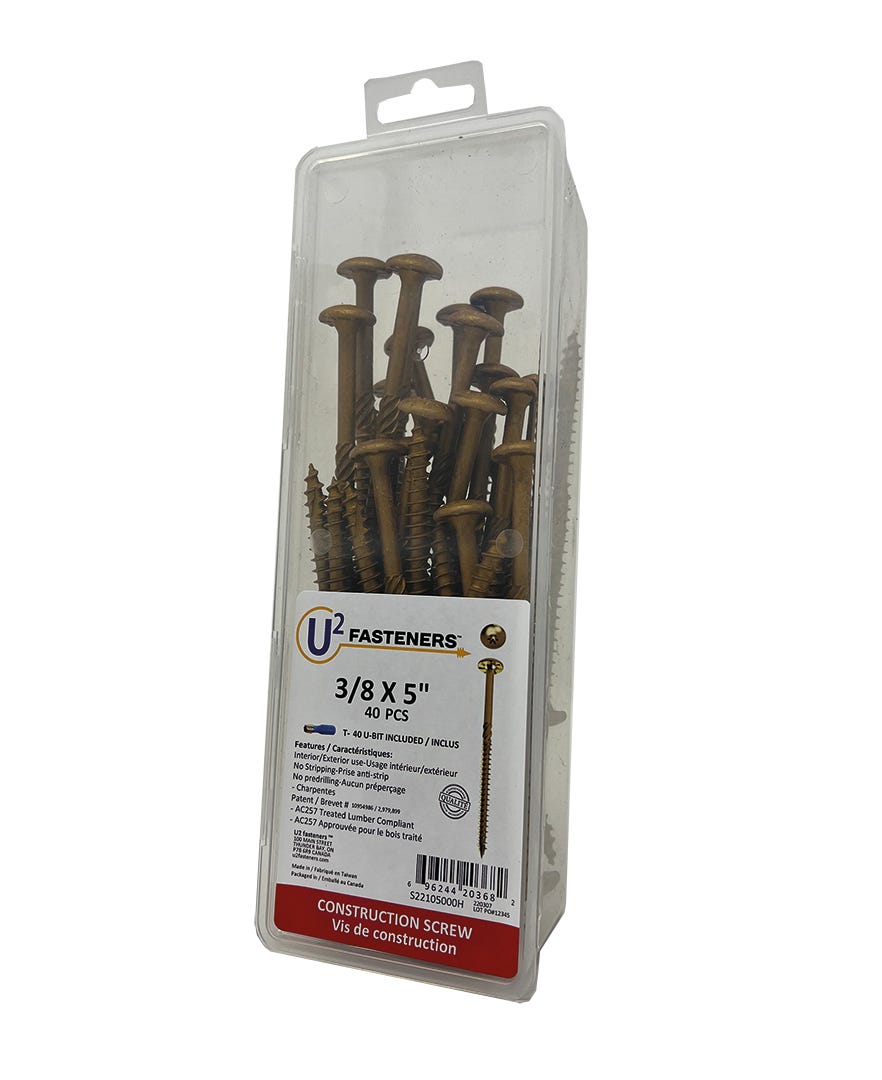 U2 Construction Screw #3/8, 5 in., 40/Pack