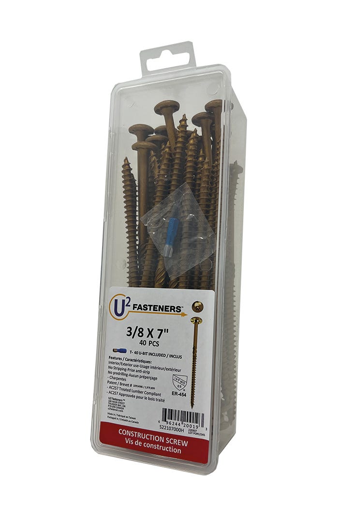 U2 Construction Screw #3/8, 7 in., 40/Pack