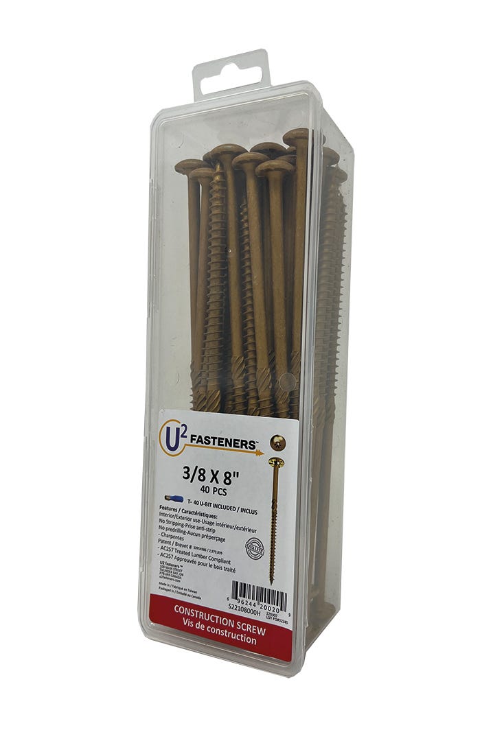 U2 Construction Screw #3/8, 8 in., 40/Pack