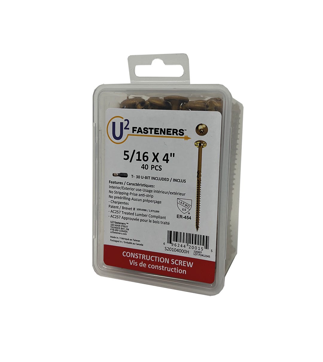 U2 Construction Screw #5/16, 4 in., 40/Pack