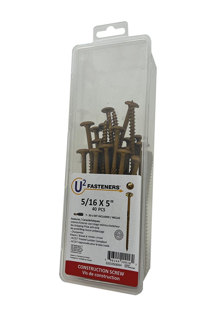 U2 Construction Screw #5/16, 5 in., 40/Pack