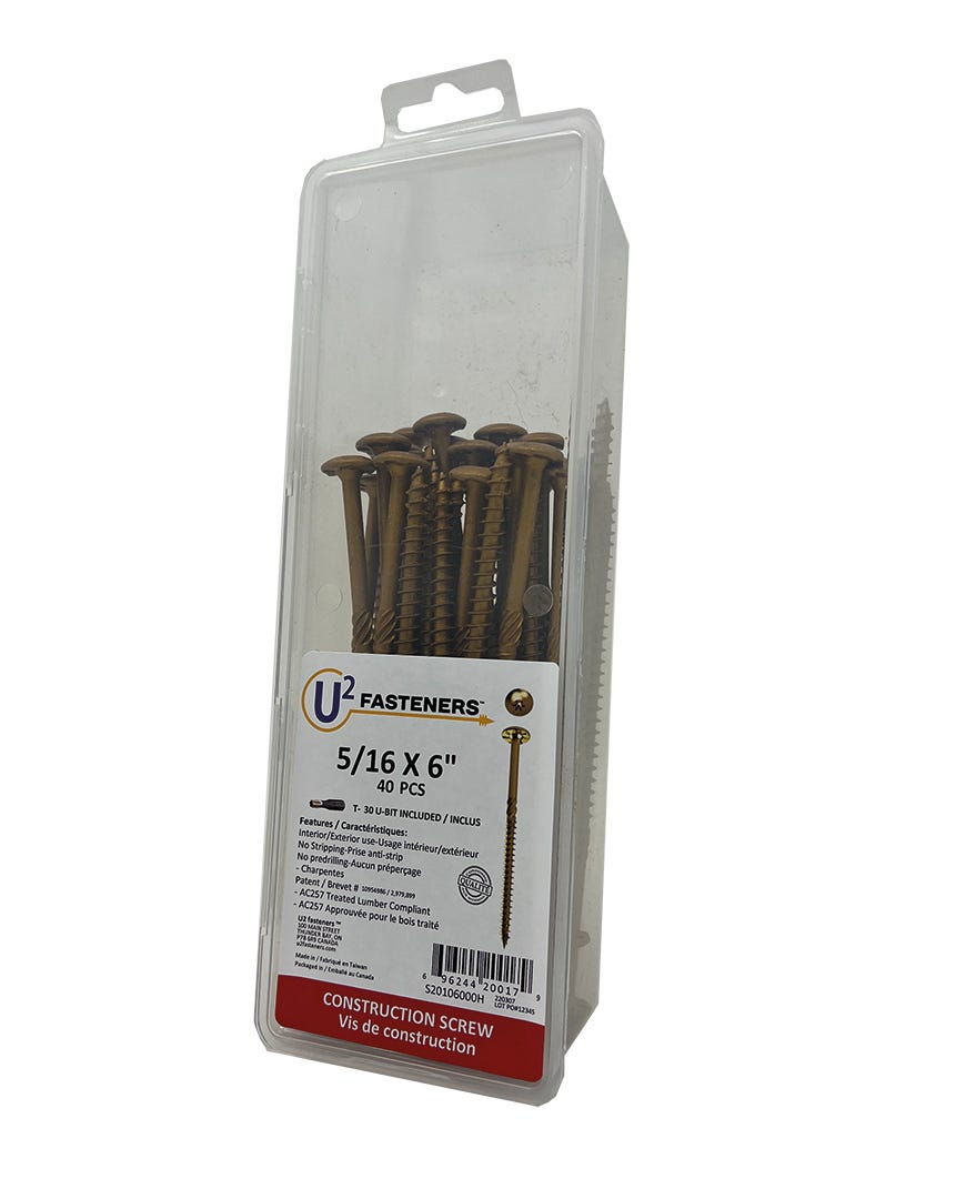 U2 Construction Screw #5/16, 6 in., 40/Pack