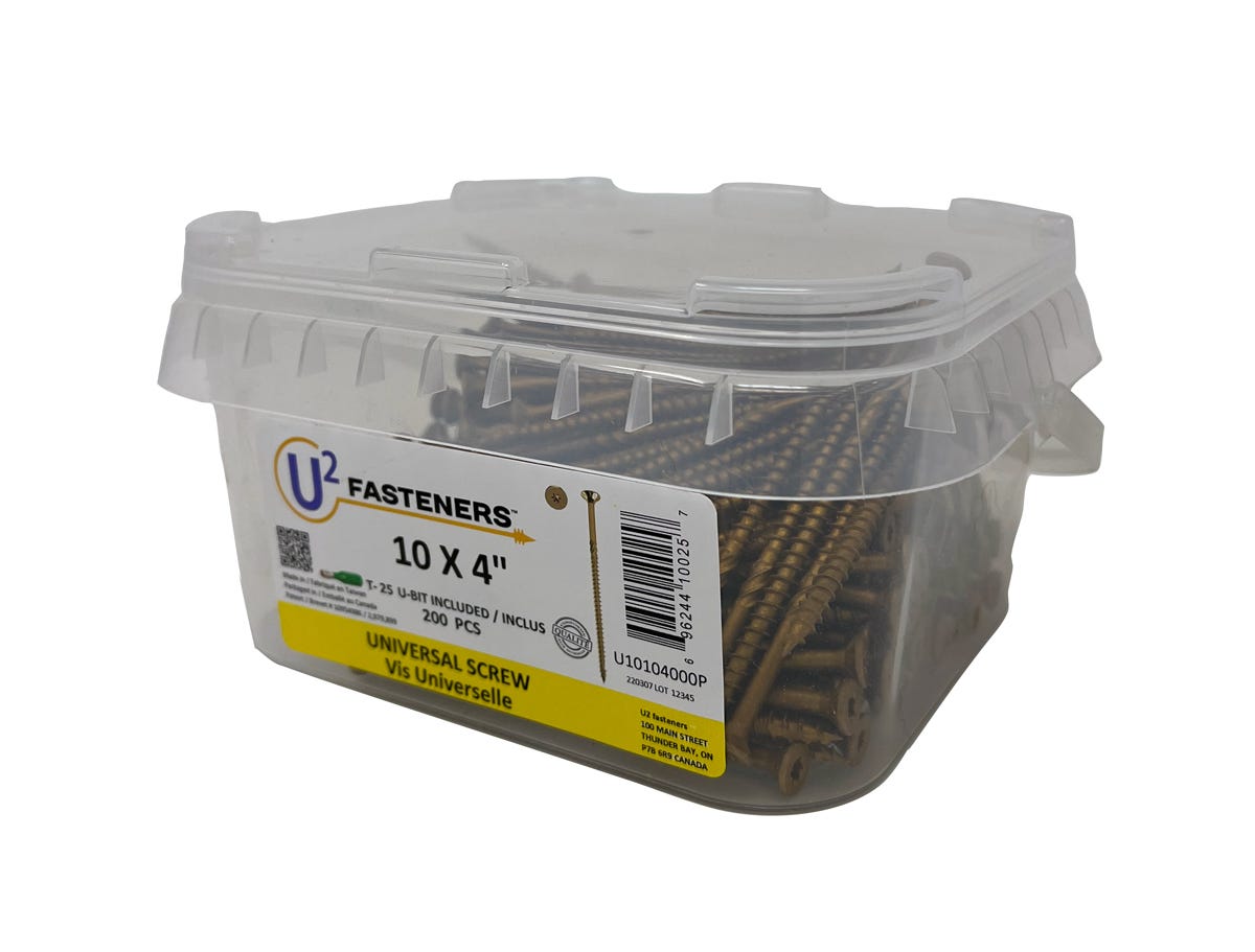U2 Universal Screw #10, 4 in., 200/Pack
