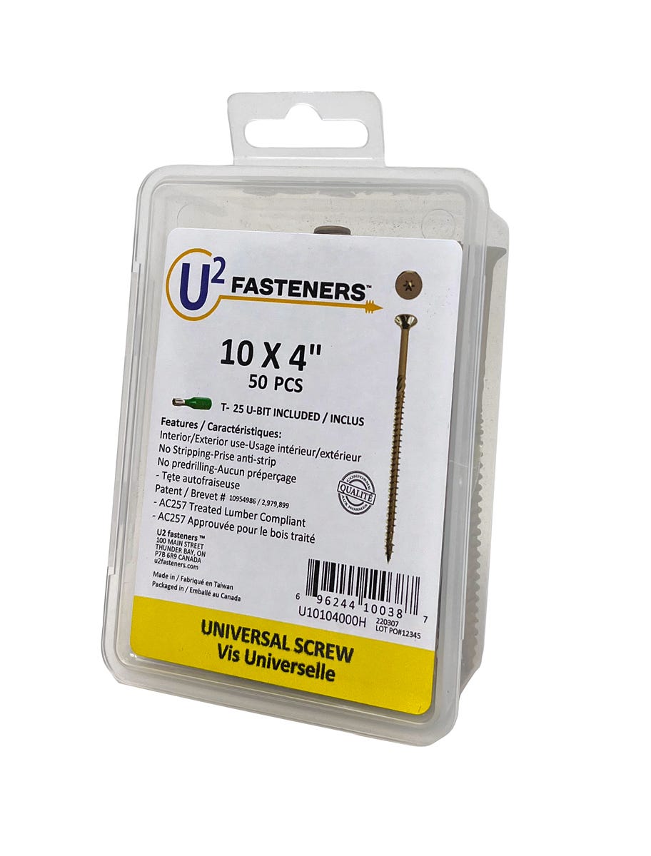 U2 Universal Screw #10, 4 in., 50/Pack