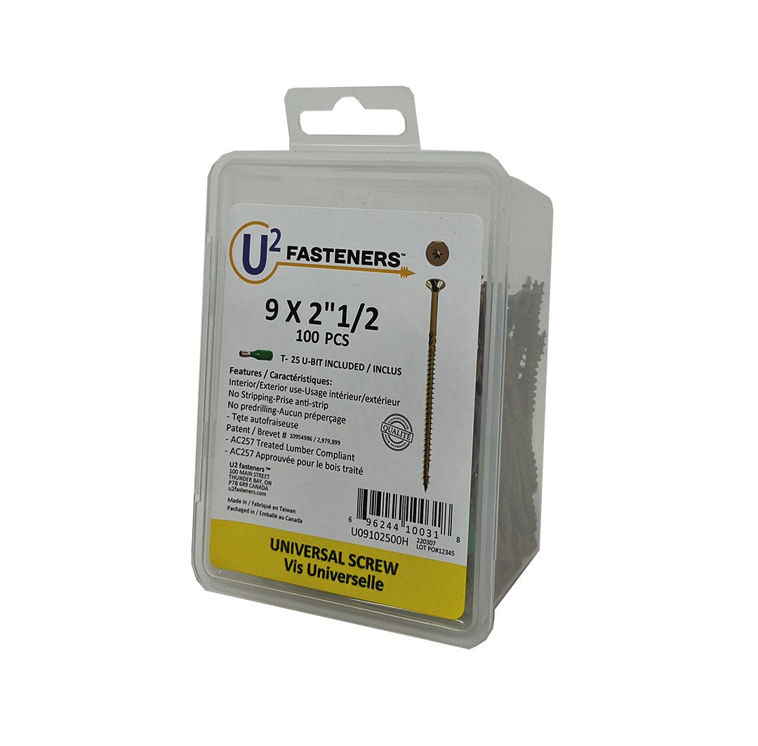 U2 Universal Screw #9, 2-1/2 in., 100/Pack