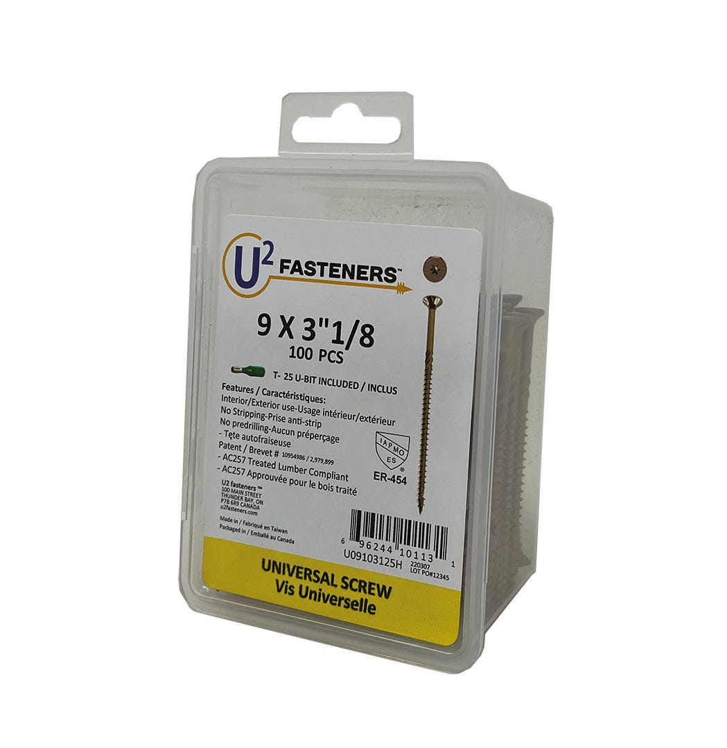 U2 Universal Screw #9, 3-1/8 in., 100/Pack