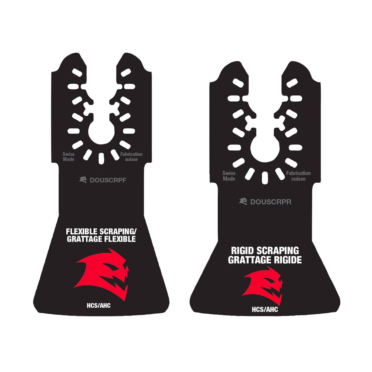 Universal Fit High Carbon Steel Oscillating Scraper Set for Adhesive Removal 4.25-in. X 6.5-in. X 0.5-in., Black & Red