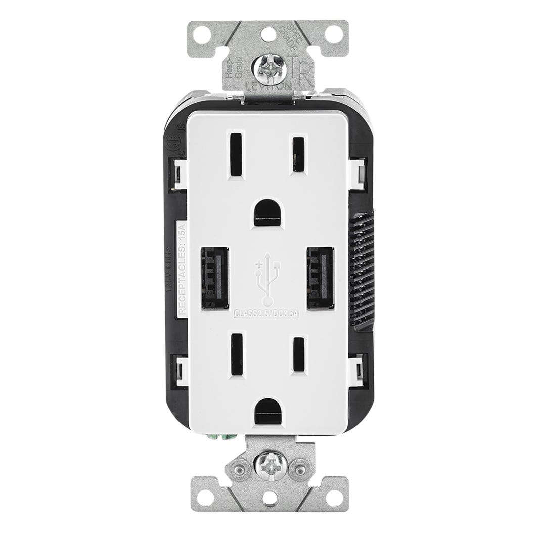 USB Charger with Tamper Resistant Duplex Receptacle