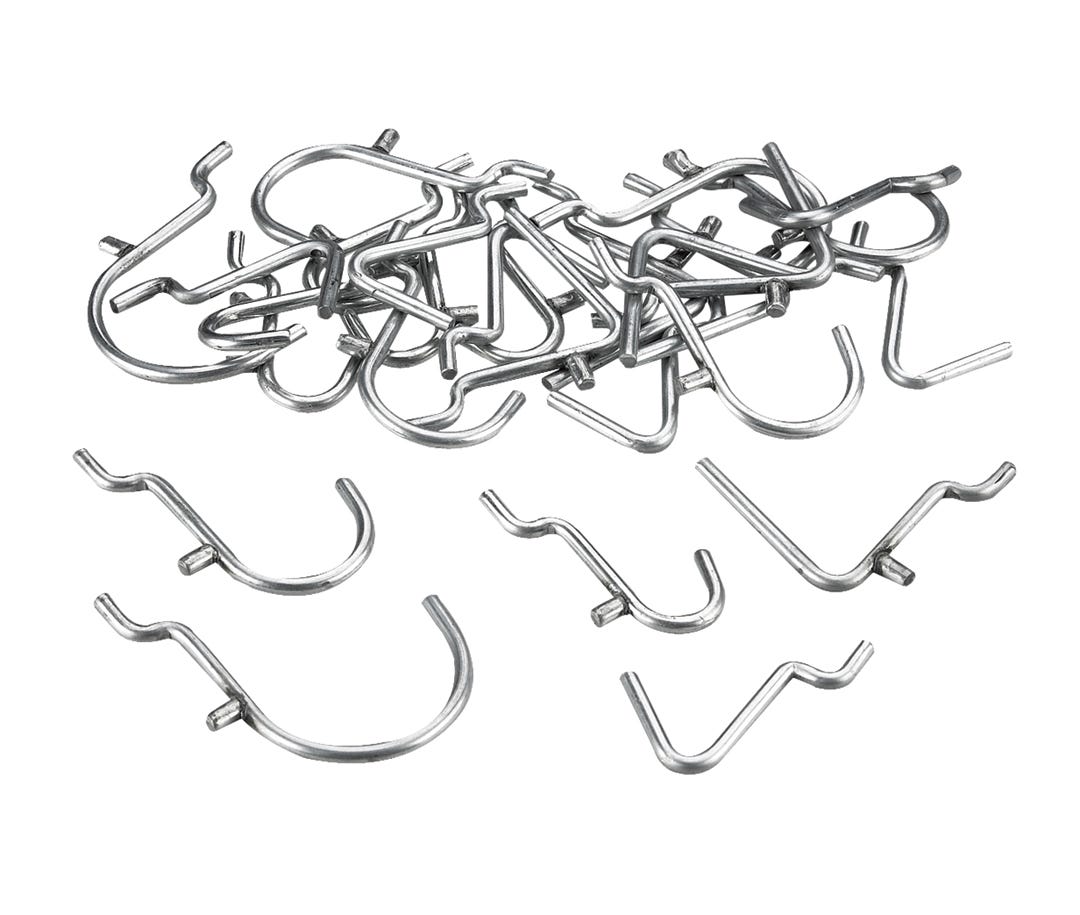 Utility hook in metal for pegboard
