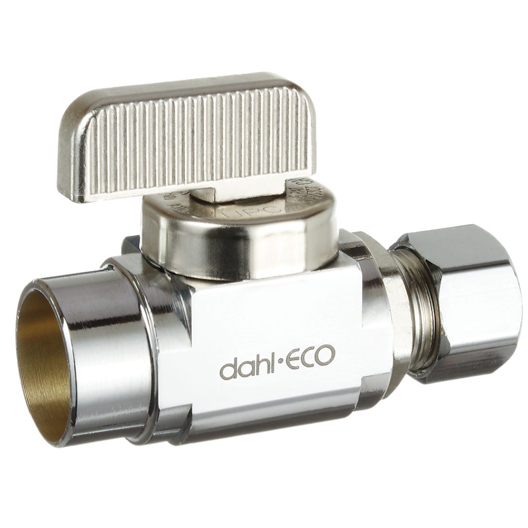 Valve Supply Stop, Copper/Straight, Lead-Free, 1/2 Fem. Solder X 3/8 OD Comp