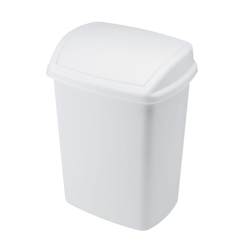 Vanity Wastebasket with Lid, 14.2 L, White