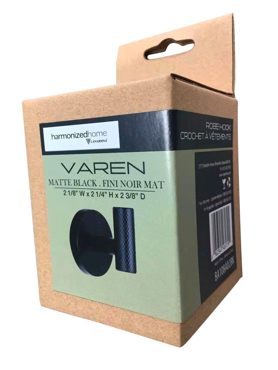 VAREN robe hook 2.25 in. X 2.25 in. X 2.5 in. - matte black