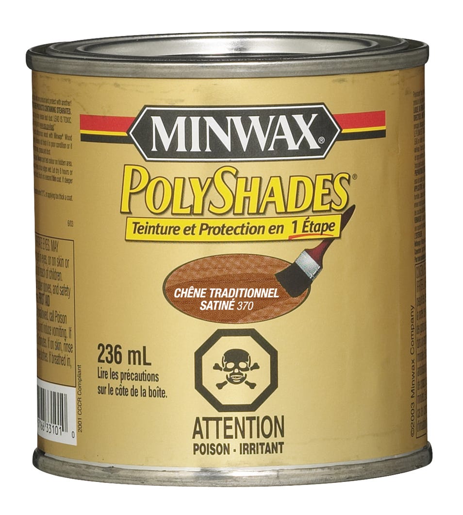 Varnish/Stain Satin Finish, Traditionnal Oak, 236 ml