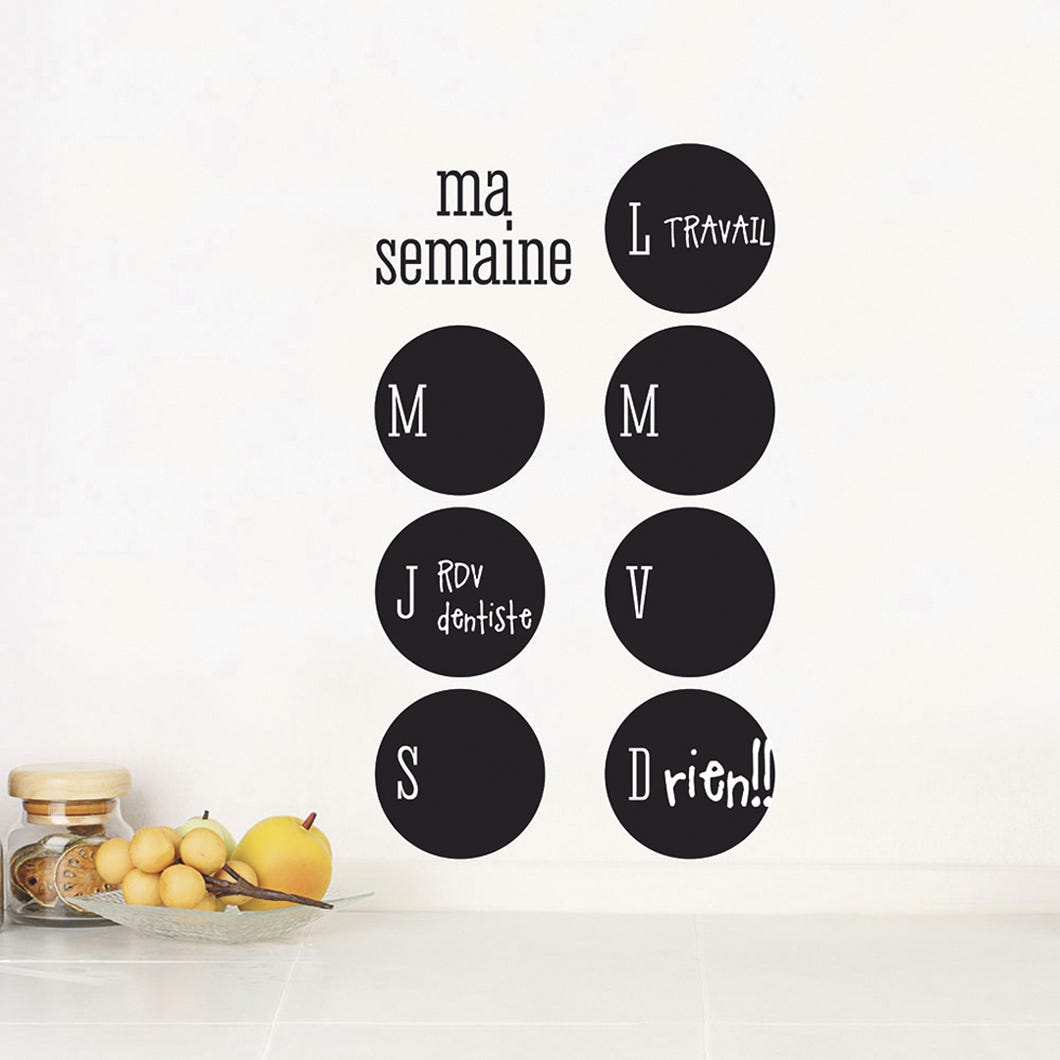Chalkboard Wall Decal, Week Planner, 13-in. X 22-in., Black