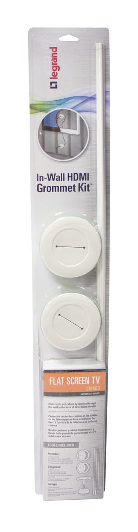 Wall hdmi grommet kit for flat screen tv cables behind walls