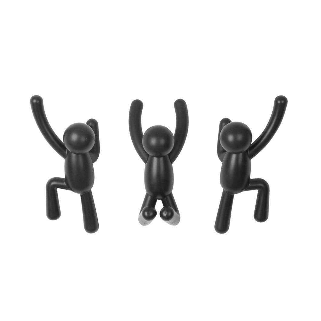 Umbra Set of 3 Buddy Wall Hooks, Black