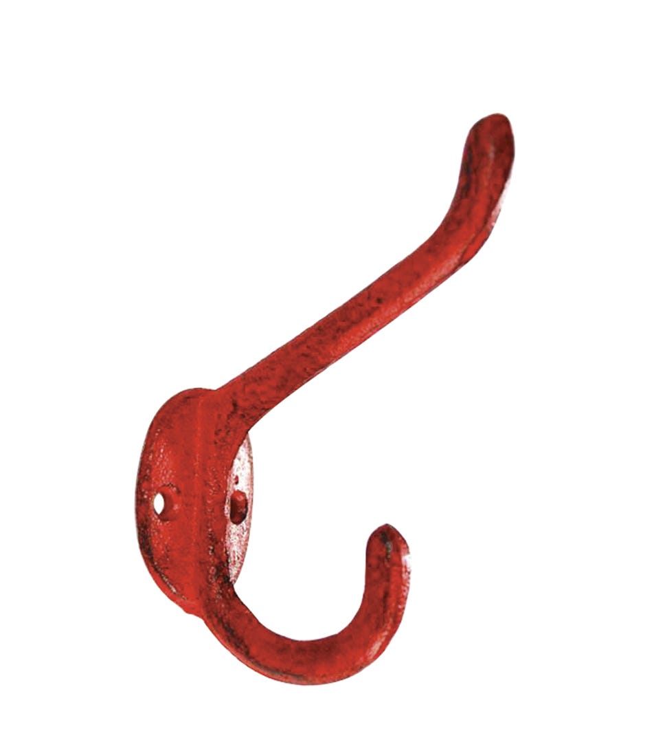 Forged Iron Wall Hook, 13 Cm, Red