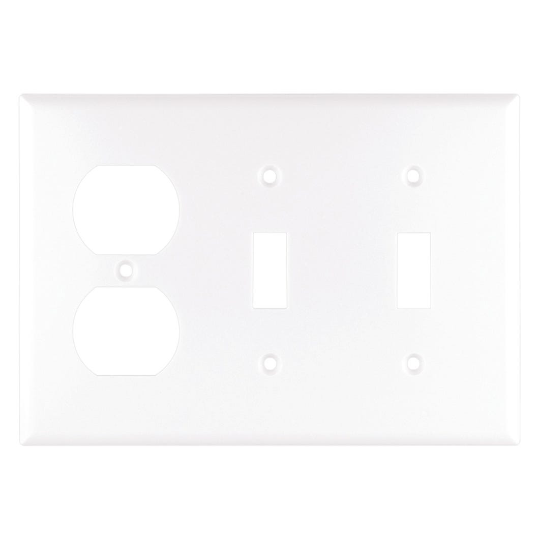 Wall Plate 2 Switches and 1 Double Socket, White