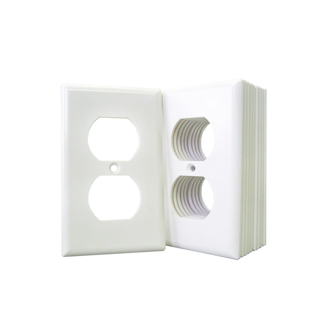 Wall Plate 1 Double Socket, White, 10/Pack