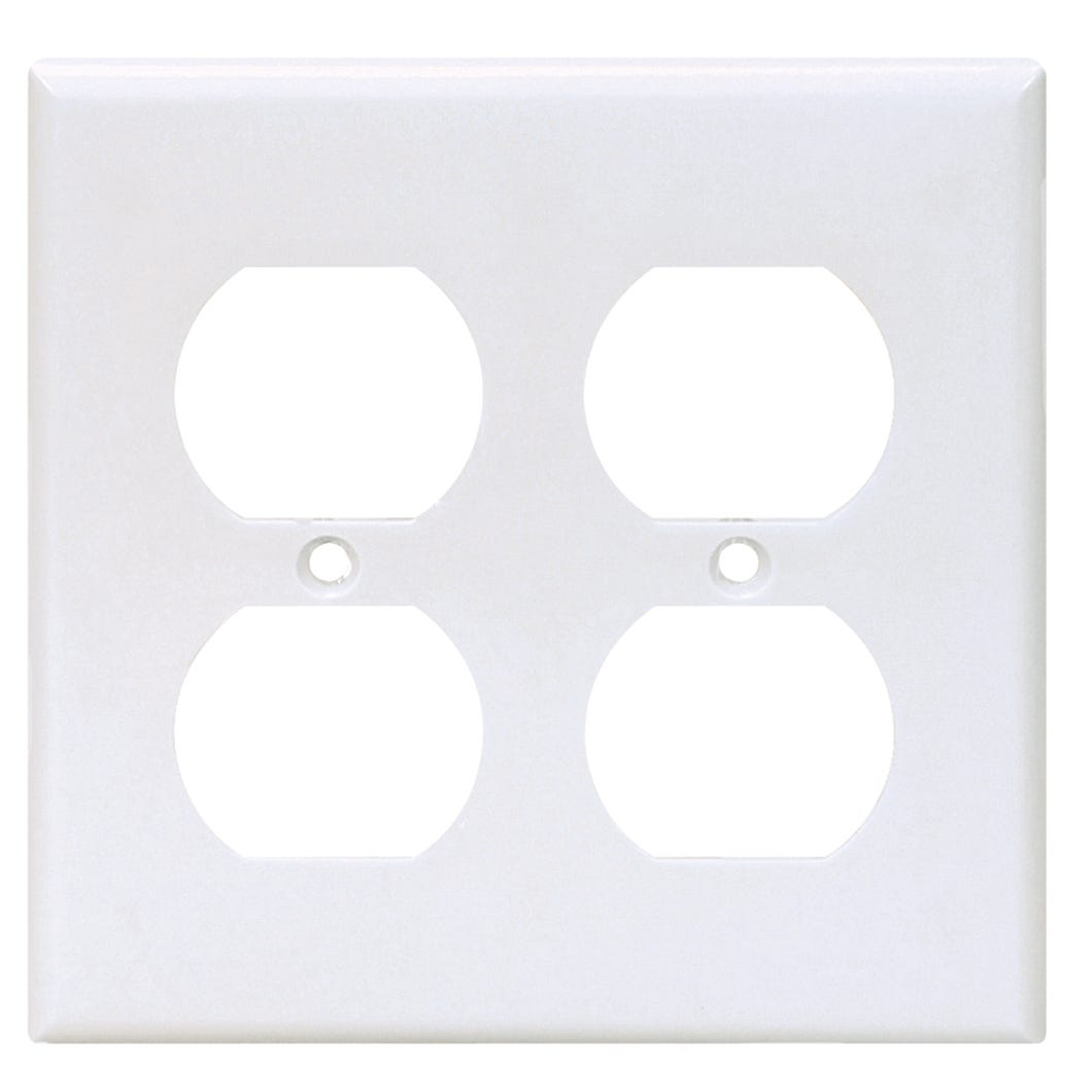 Wall Plate 2 Double Sockets, White