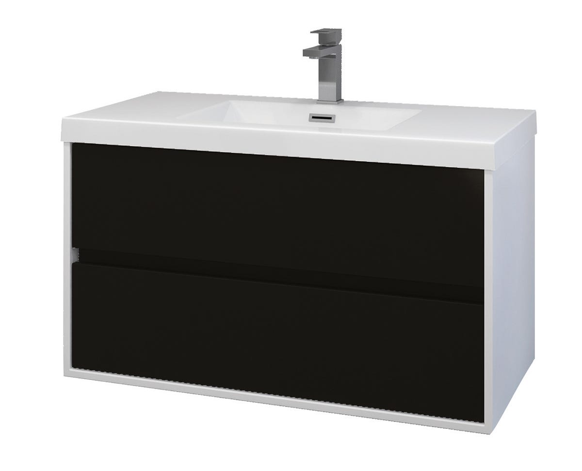 Wall-mount vanity 36 in. white and black